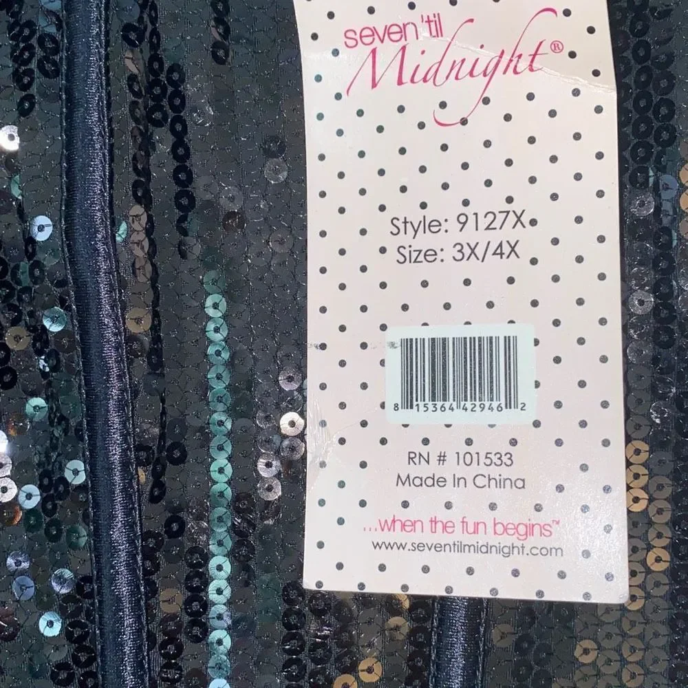NWT Seven Til Midnight Sequin Queen Bustier Corset And Panty Set Black 3X/4X - Picture 4 of 4